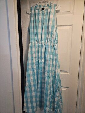 Ann Taylor Sleeveless Light Blue and White Checkered Dress NWT